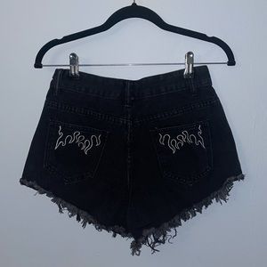 High Waisted Black Jean Flame Shorts NWOT Size 4